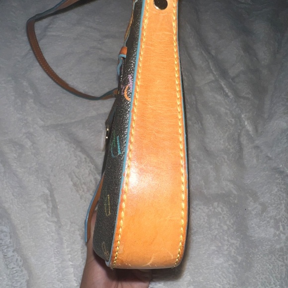 Vintage Y2K Dooney & Bourke Black Shoulder Bag with Multicolor Rainbow Monogram - Picture 5 of 11